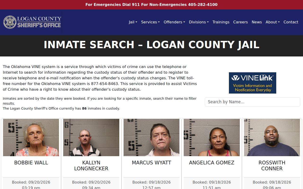Logan County warrant check custody and VINE search distinction