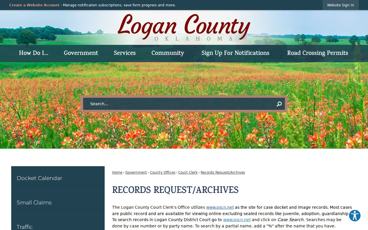 Logan County warrant check OSCN and Court Clerk search instructions