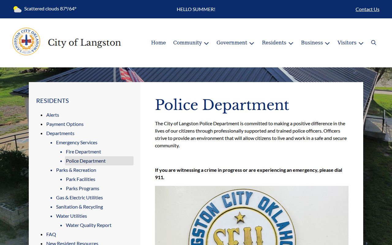 Langston warrant records police department public contact page